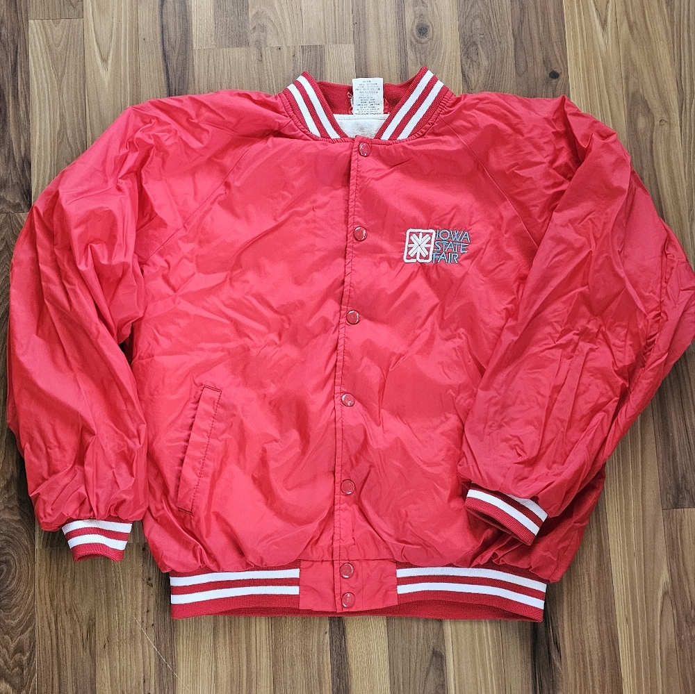 Vintage Iowa State Fair Jacket, Red, Size Large, Windbreaker